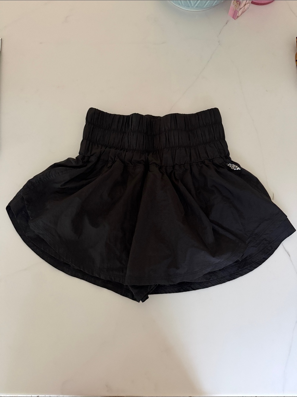 Free People Black High-Waist Smocked Skort
